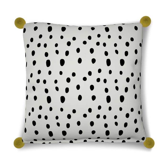 Coussin Blanc Pois Noirs